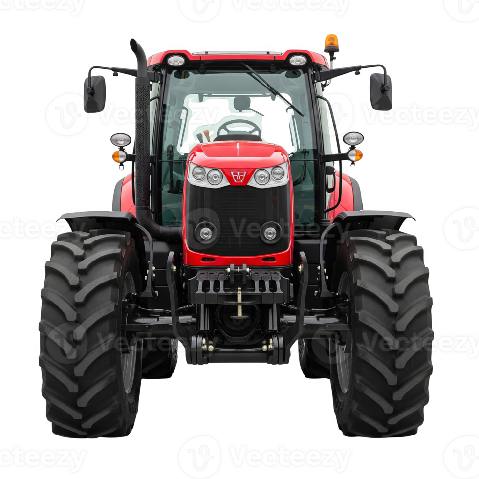 Red agricultural tractor isolated on transparent background png