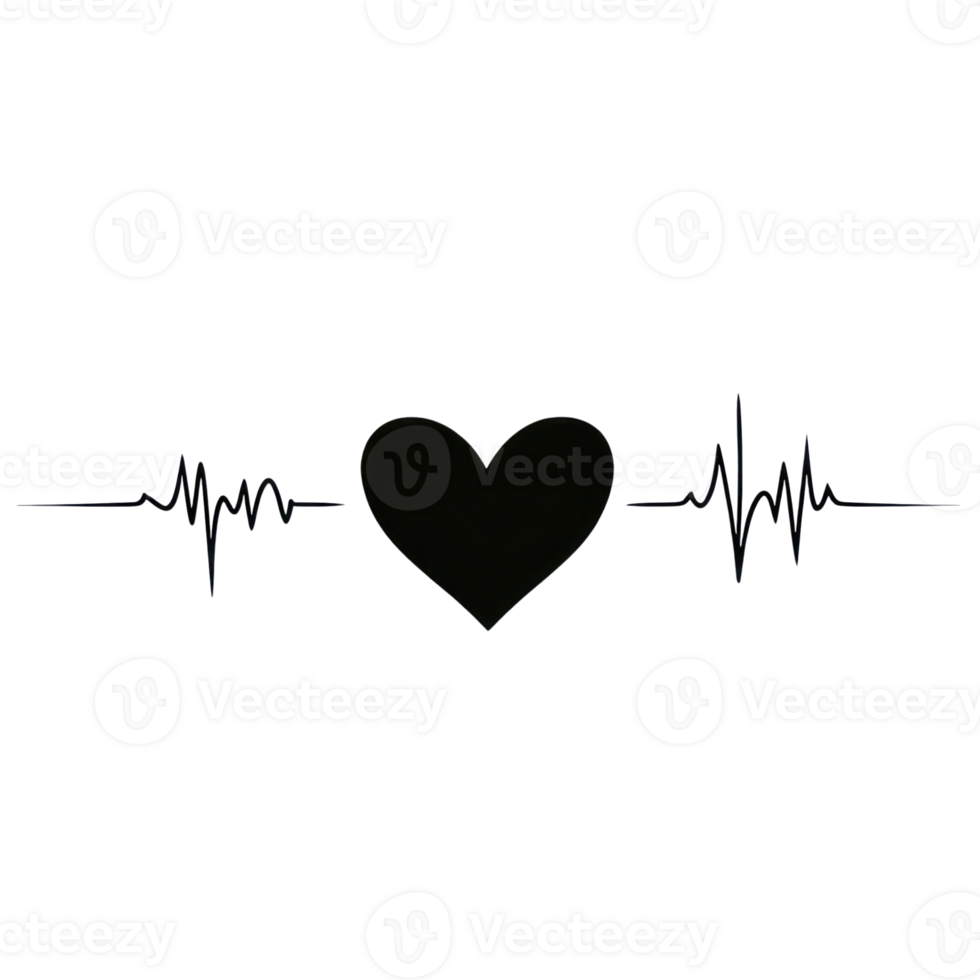 Heart graphic with heartbeat line symbolizing love and life in a minimalistic design png