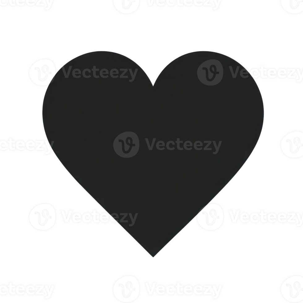 Black heart shape isolated on white background for love and affection symbolism png