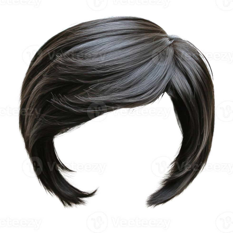 Stylish black bob hairstyle with layers perfect for versatile looks and various occasions png