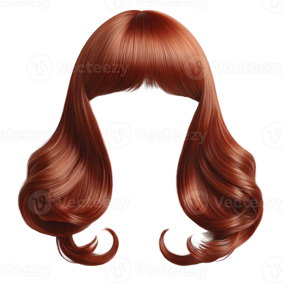 Dreamy long wavy auburn hairstyle perfect for creative character designs or fashion looks png