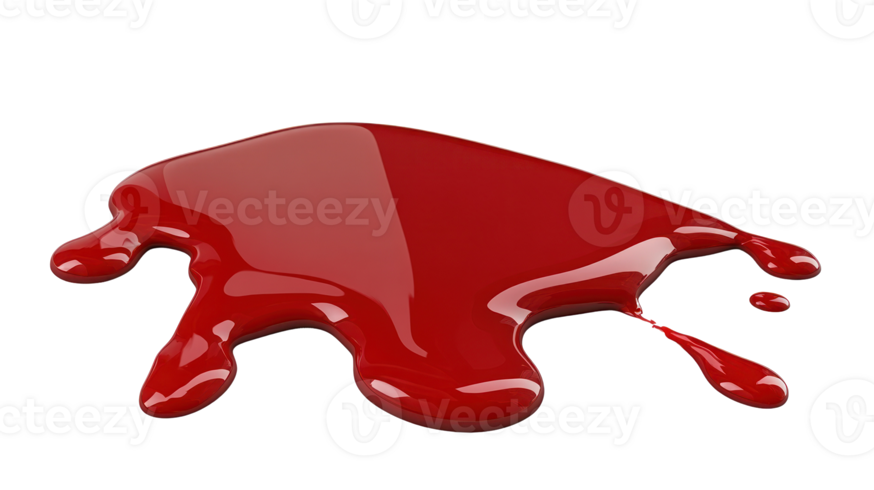 Red liquid flowing and pooling on a surface creating a glossy appearance png