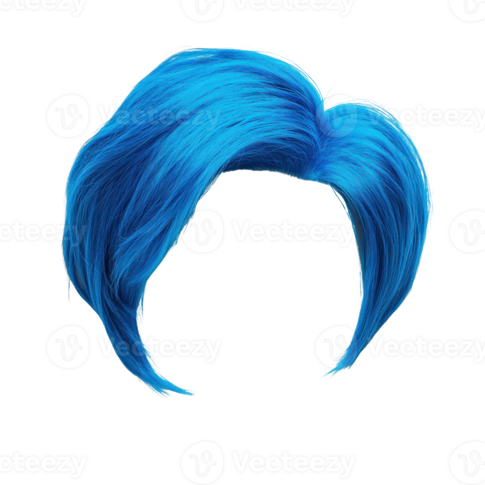 Vibrant blue styled wig suitable for cosplay and costume events png