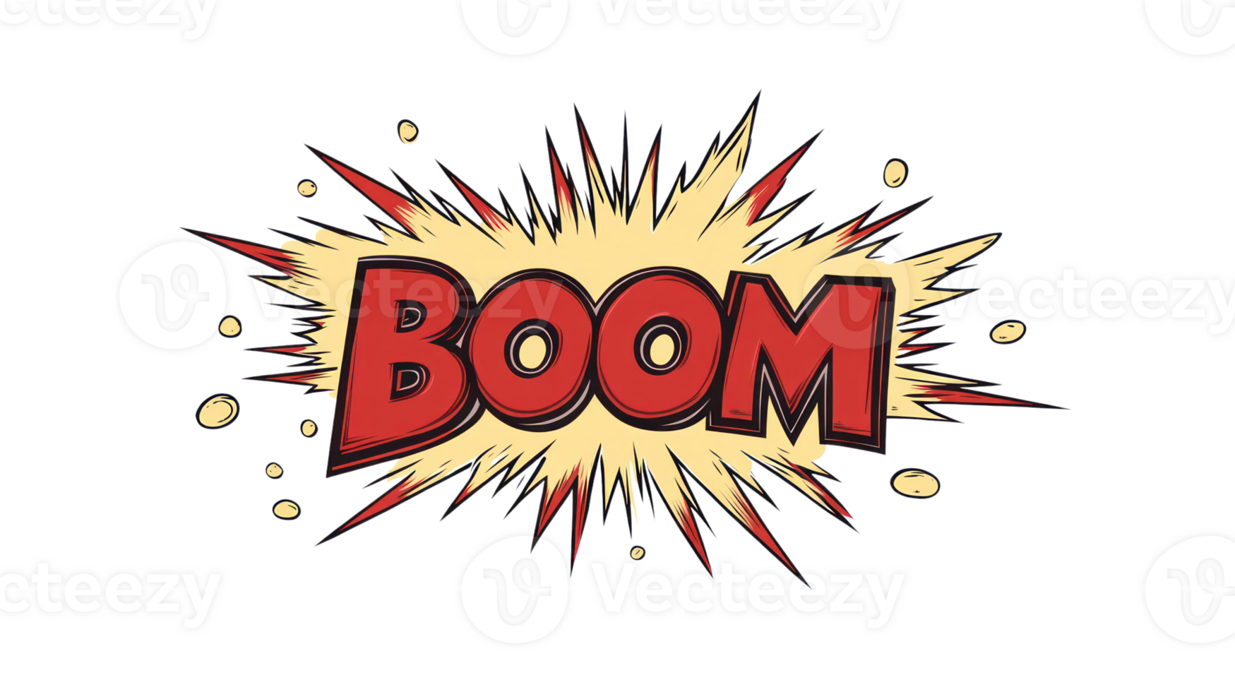 Explosion graphic with vibrant comic style burst featuring the word boom against a white background png