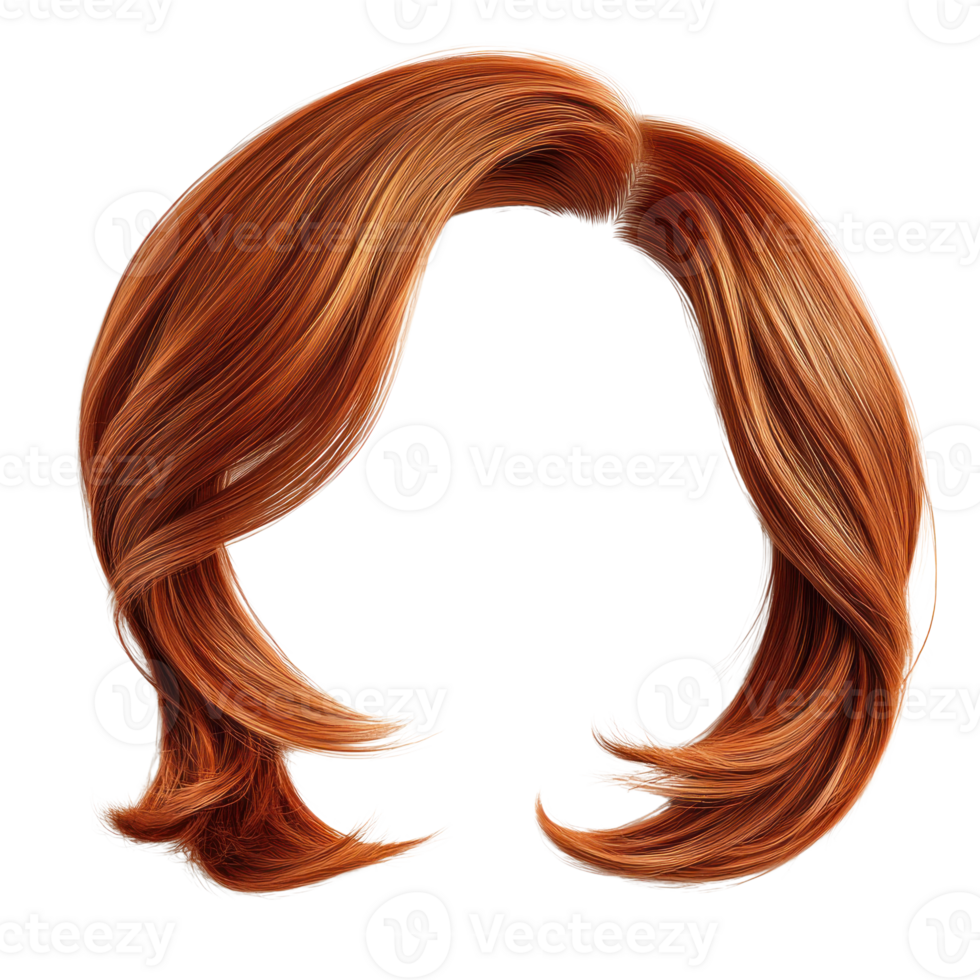 Beautiful long red hair with waves and layers isolated on white background png