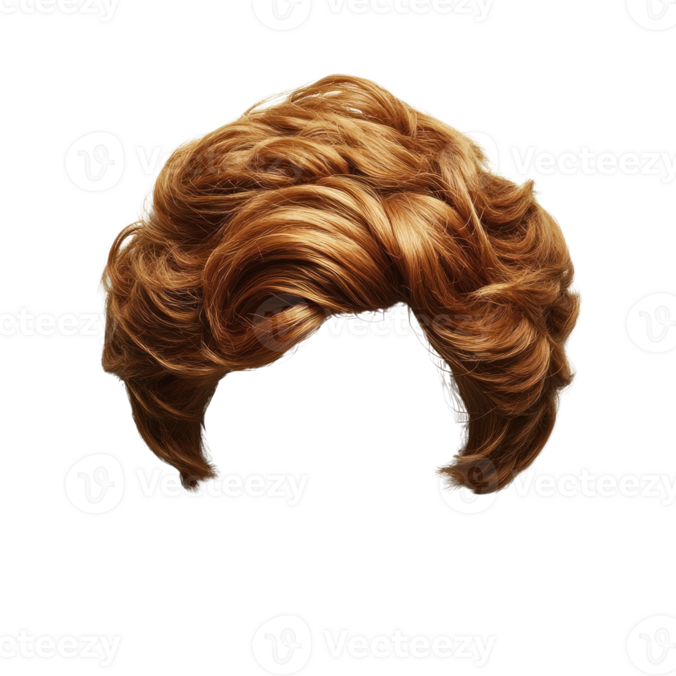 Stylish medium length brown wig with soft curls for versatile hairstyles and occasions png