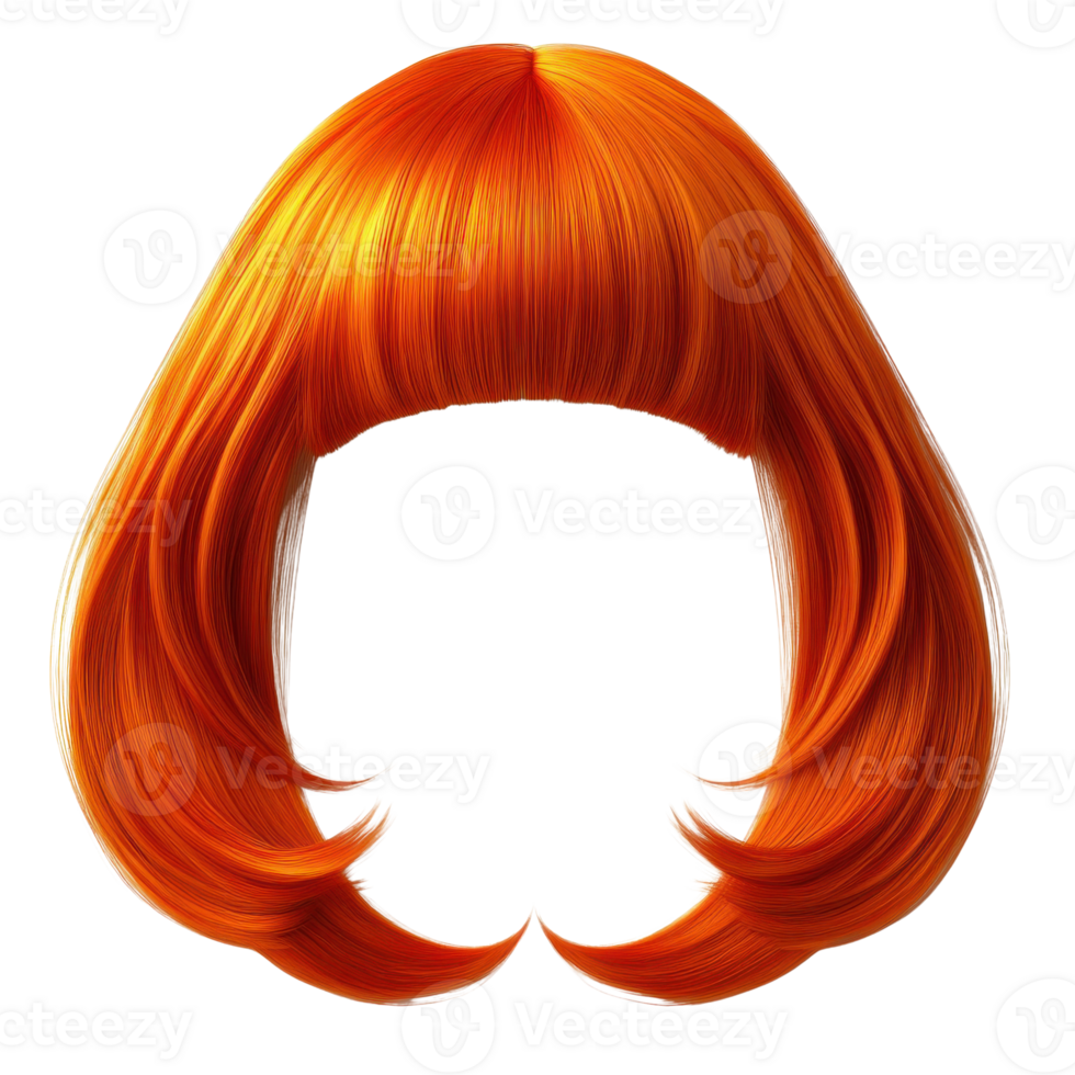 Vibrant orange bob hairstyle isolated on a white background created for fashion and design purposes png