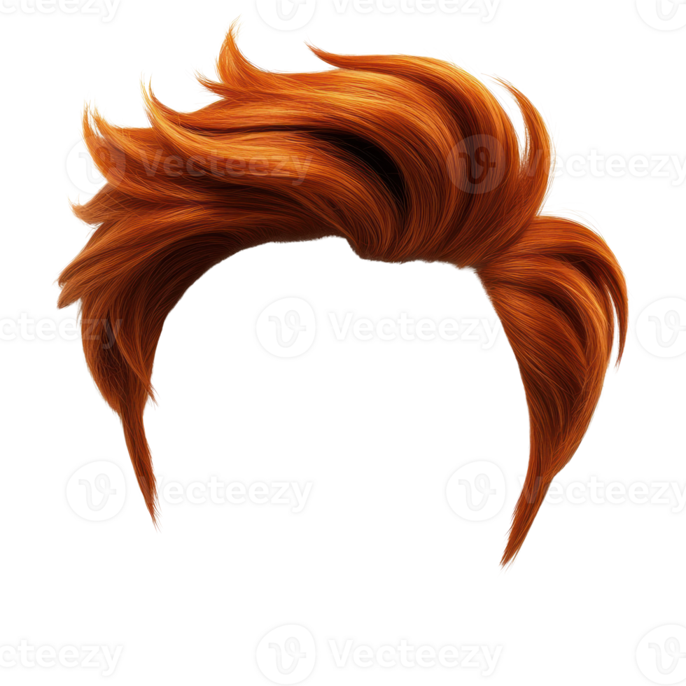 Bright orange spiky hairstyle design with dynamic texture and movement for creative projects png