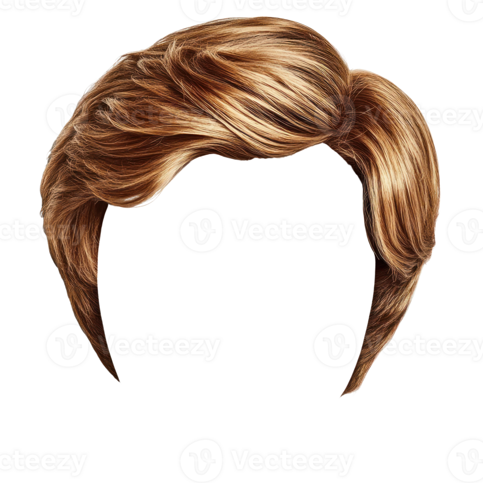 Stylish medium length wavy hair with warm blonde tones for contemporary looks in fashion and beauty png