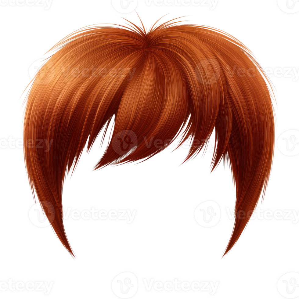 Stylish short auburn hair with movement and texture for creative designs and illustrations png