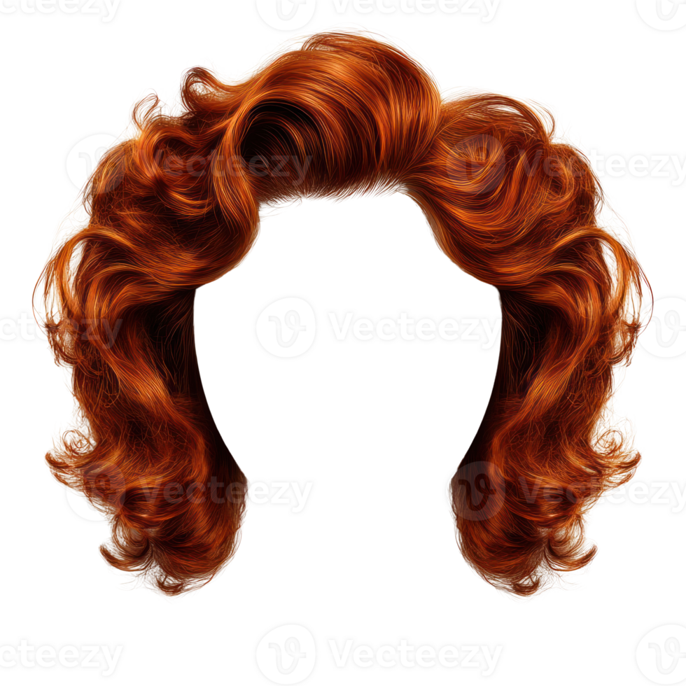 Vibrant red wavy hairstyle with soft curls for a bold and stylish appearance png
