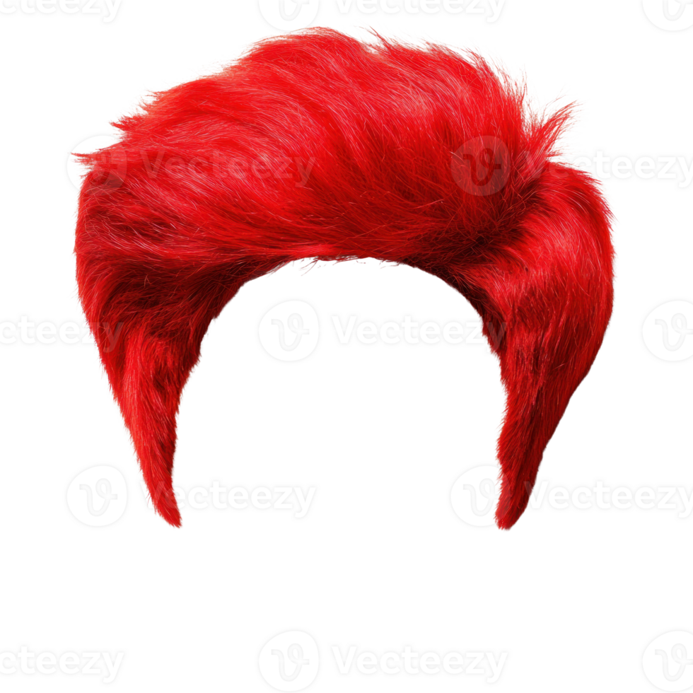 Bright red faux hairpiece suitable for costume parties or theatrical performances in various settings png