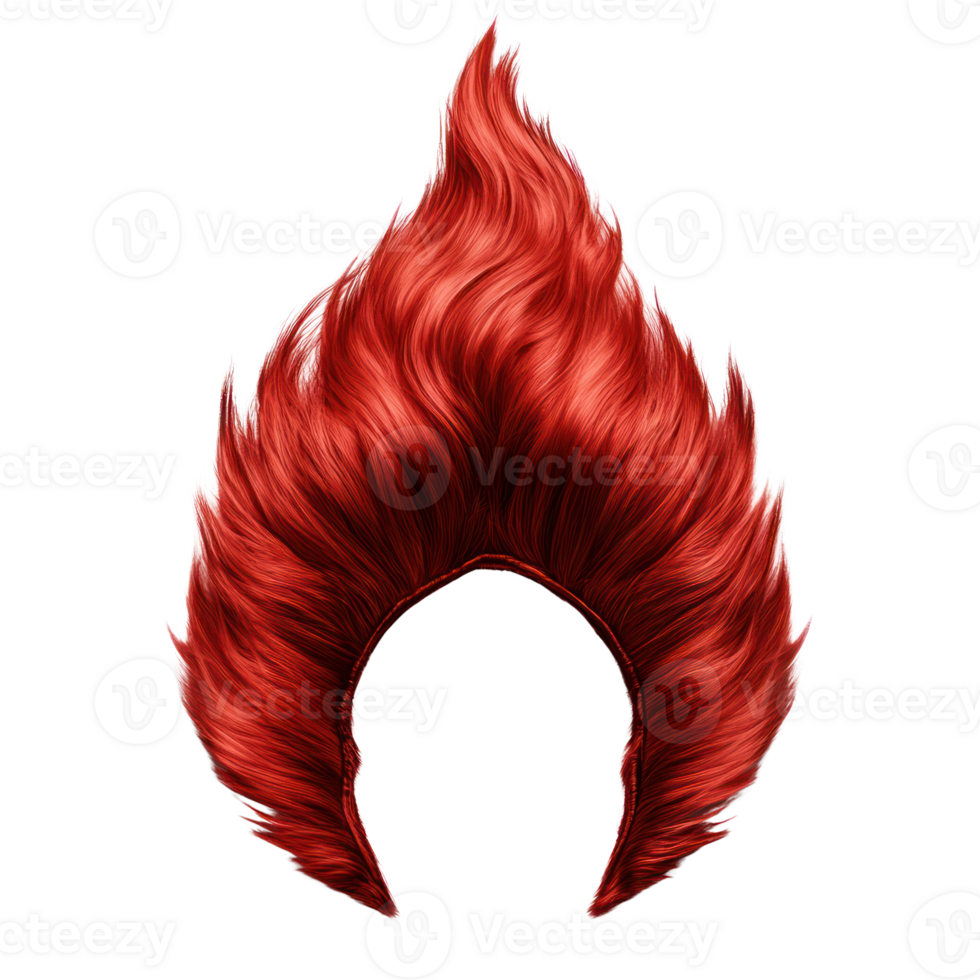 Red flaming hairstyle design isolated on a white background perfect for creative projects png