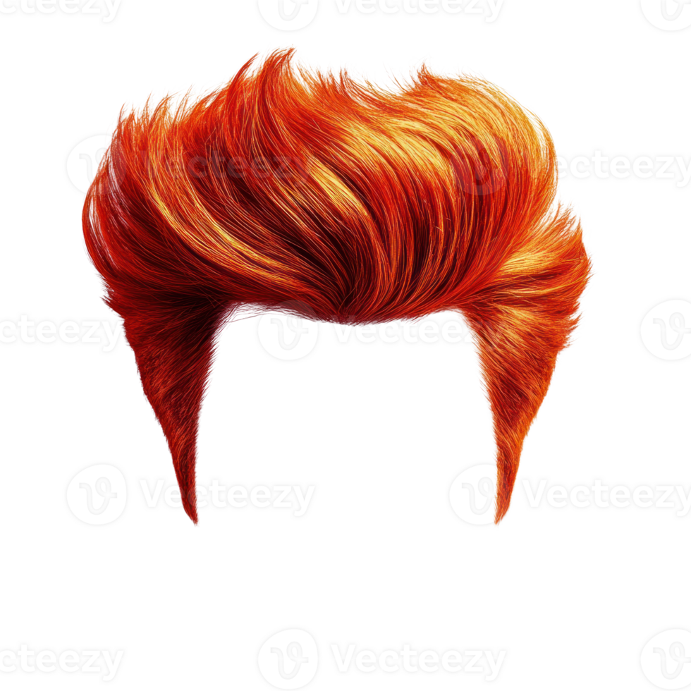 Vibrant orange hair with a voluminous style showcasing a bold and striking appearance png