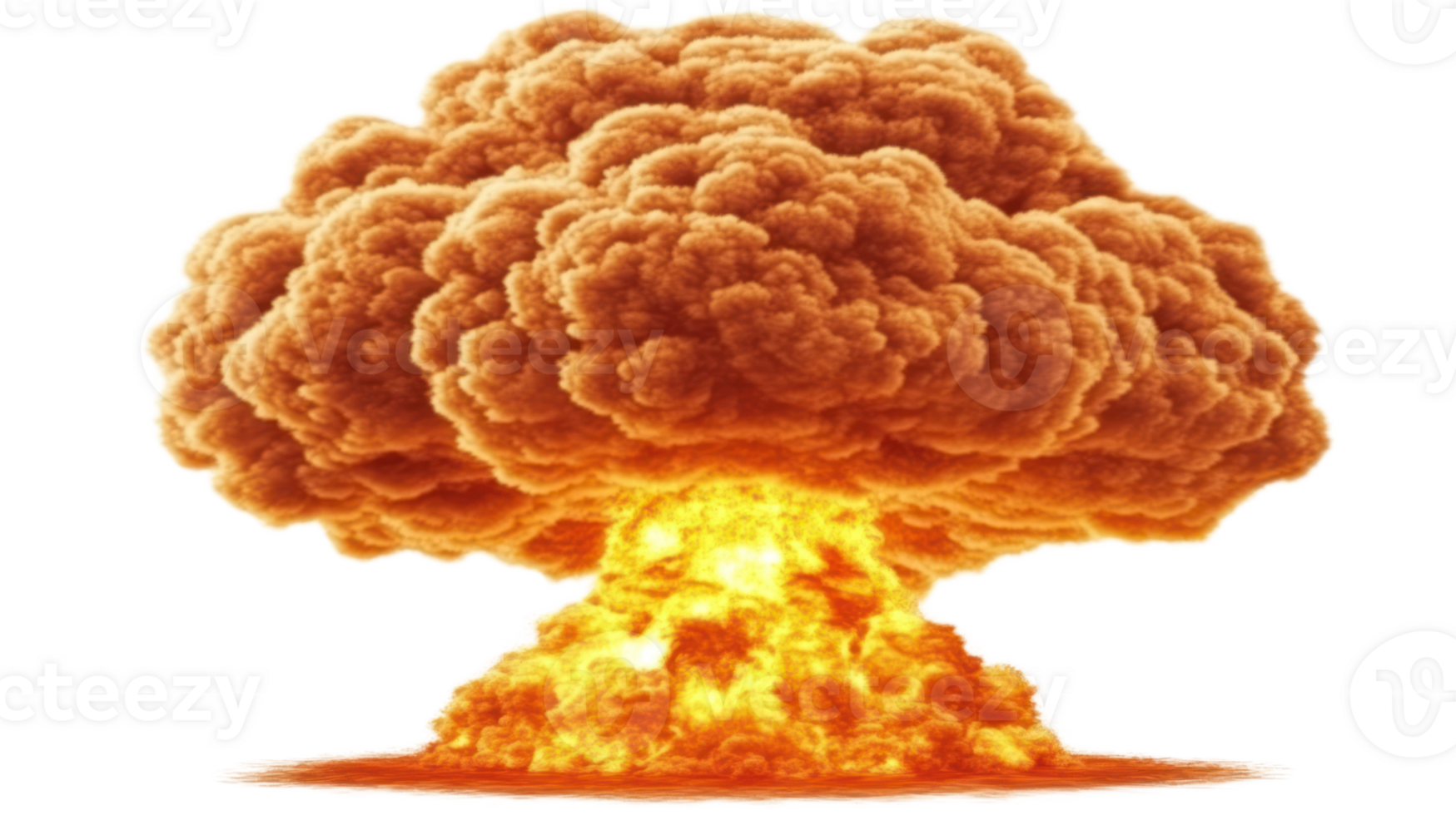 Explosion cloud rising from the ground in an orange hue during a nuclear test event png