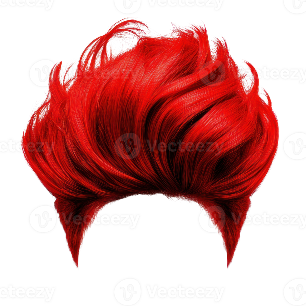 Vibrant red hairstyle with voluminous texture isolated on a white background png