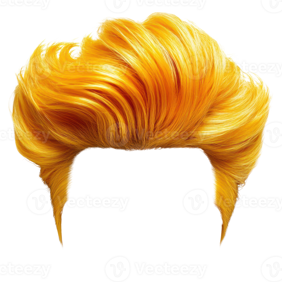 Vibrant golden hairstyle with voluminous texture isolated on white background png