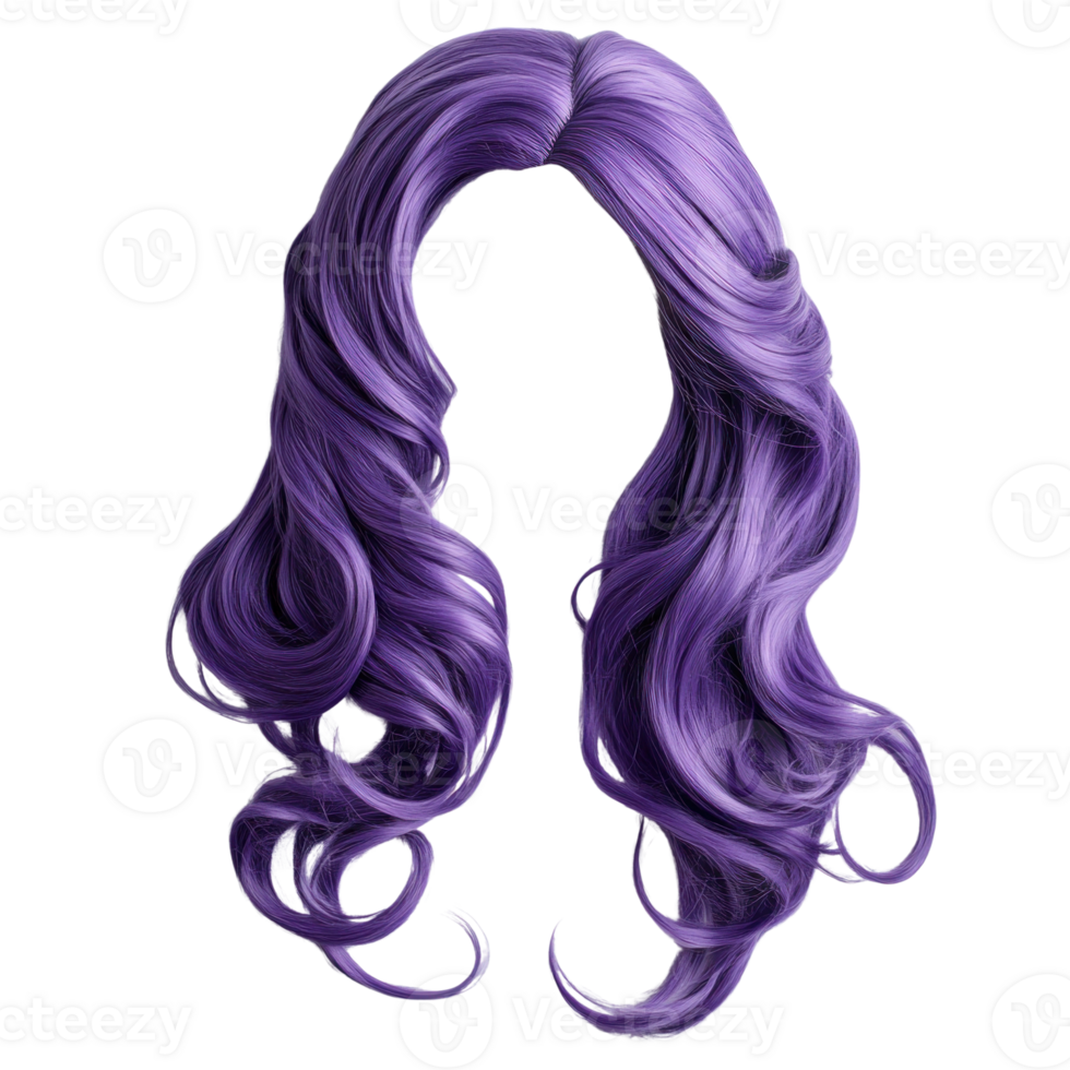 Long purple wavy hair wig perfect for cosplay, costume parties, or theatrical performances png