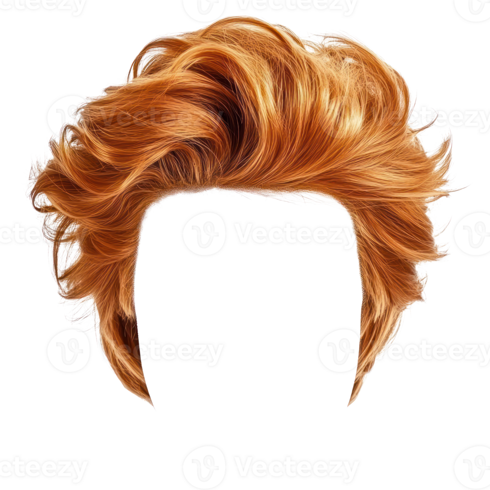 Stylish isolated red orange hairstyle with voluminous layers for a modern look png