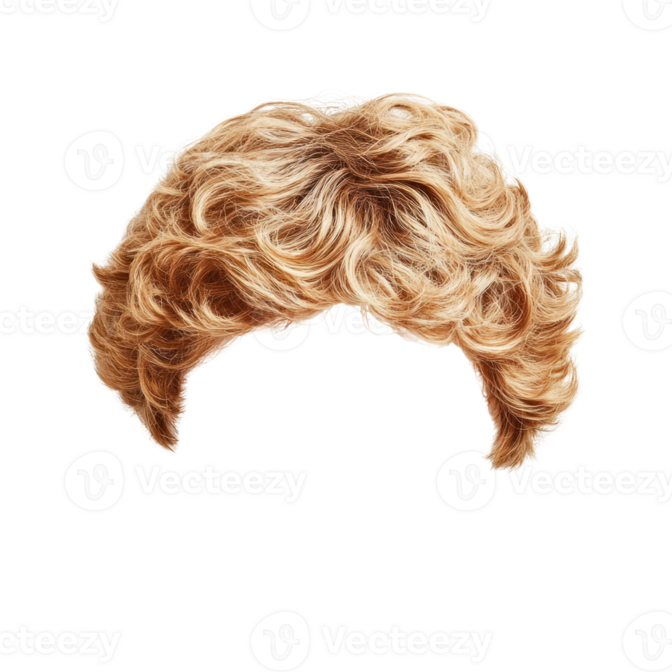 Curly blonde hairstyle isolated on a plain background suitable for various creative designs png