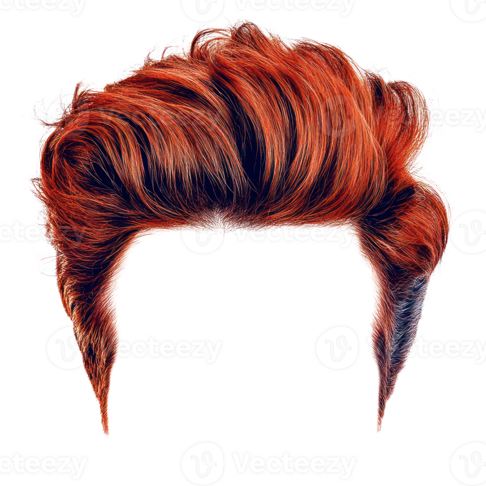 Bright red hairstyling with voluminous texture isolated on a white background png
