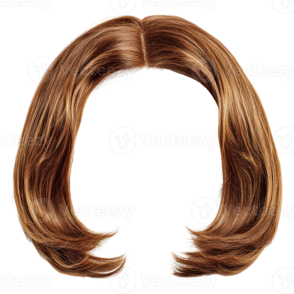 Brown bob haircut isolated on white background for styling and fashion reference png
