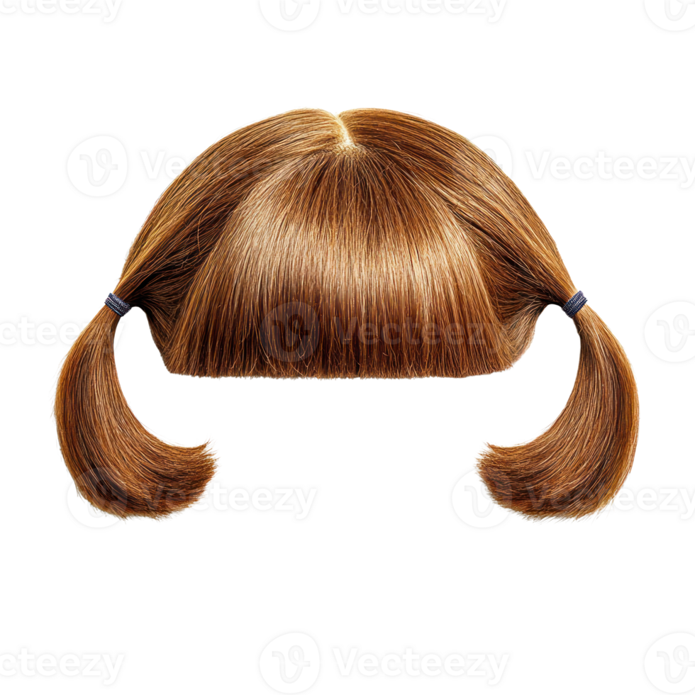 Cute brown pigtail hairstyle isolated on a white background for creative and playful design ideas png