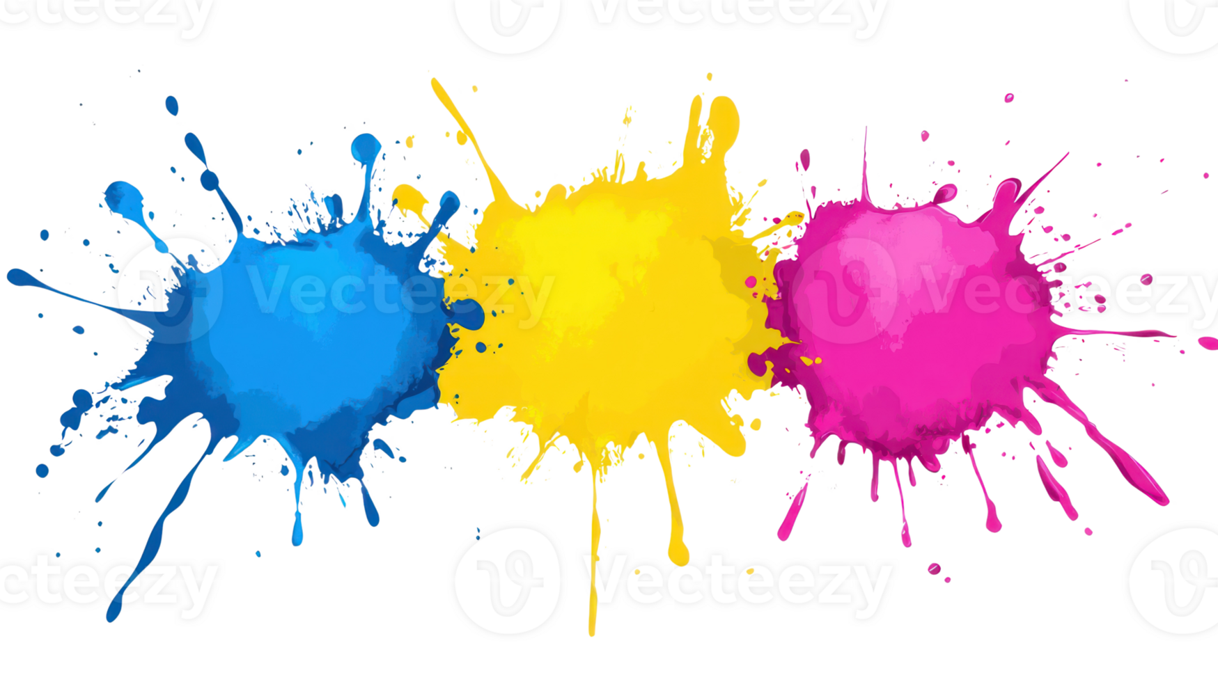Colorful paint splashes create a vibrant artistic expression on a white background png