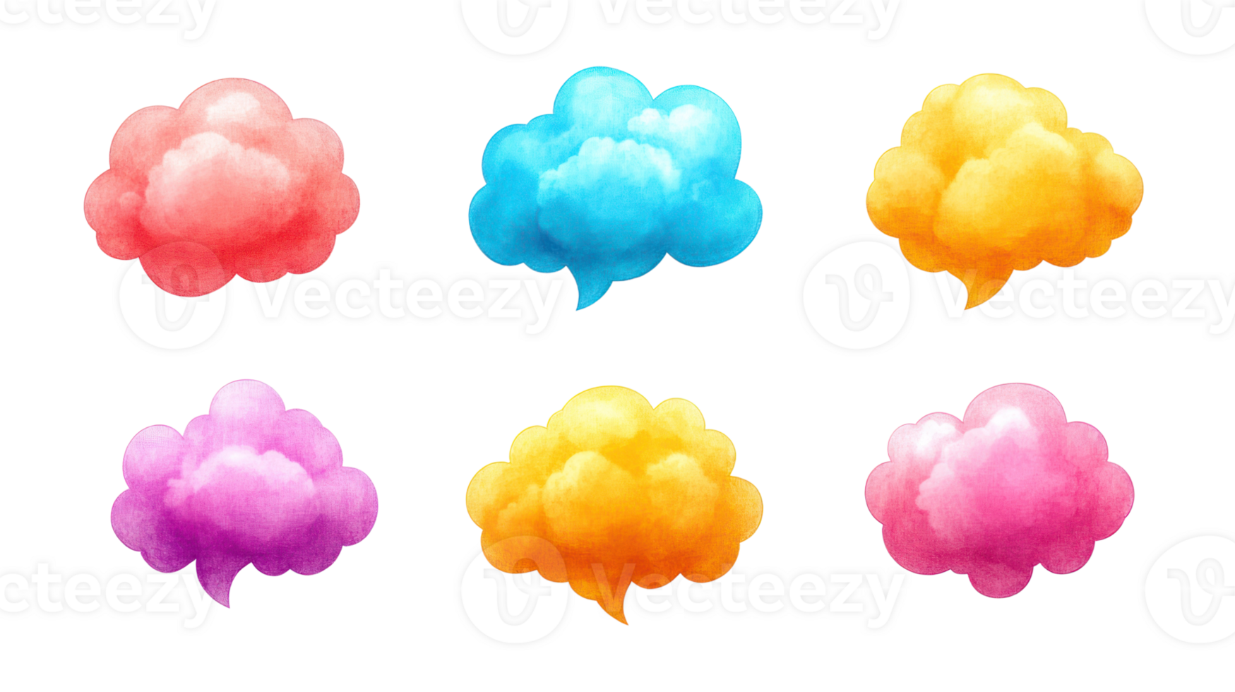 Colorful speech bubbles in various shades for creative designs and communication png