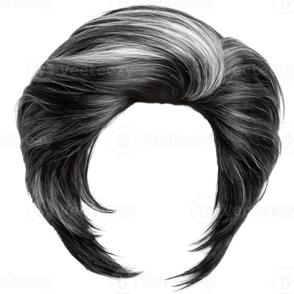 Stylish black and white wavy hairstyle suitable for various occasions and looks png