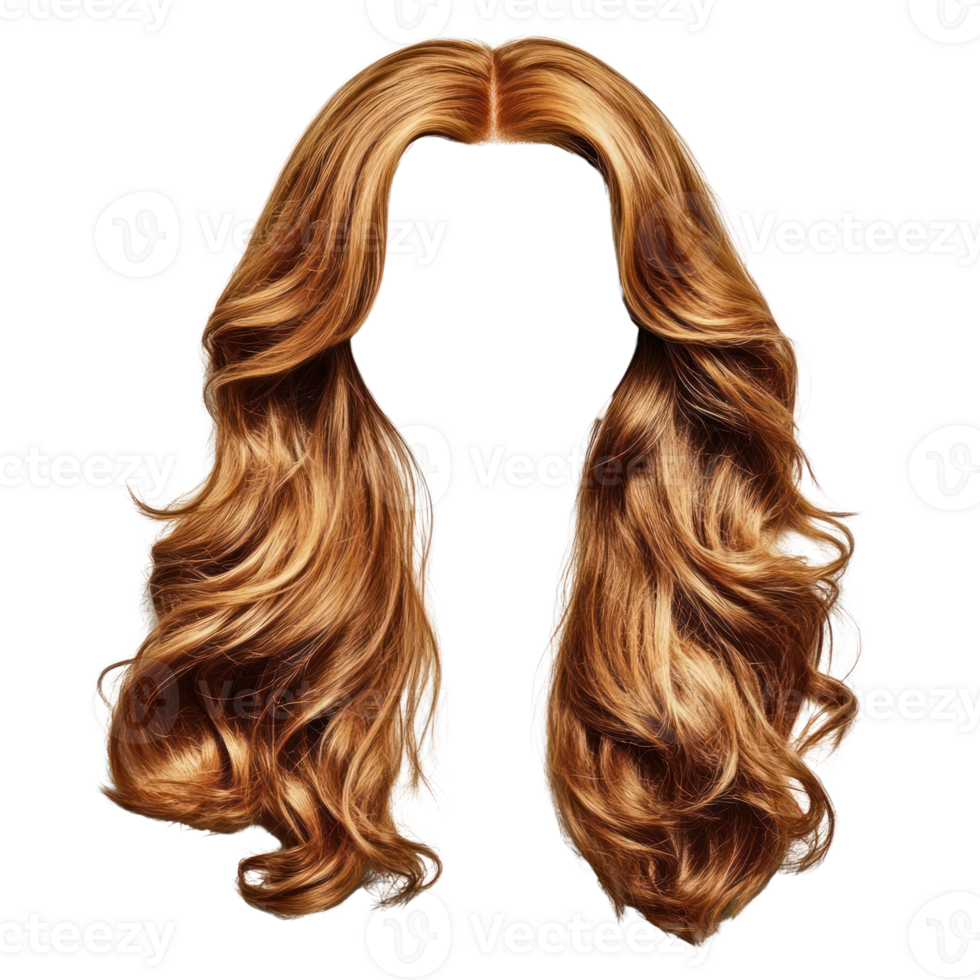 Long wavy golden hair isolated on white background showing vibrant color and texture suitable for various design needs png