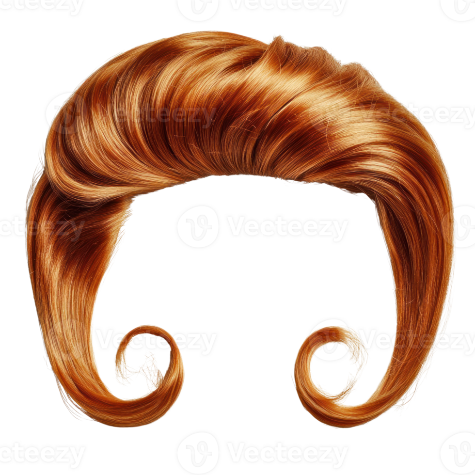 Vibrant orange hairstyle with stylish curls for creative costumes or theatrical performances png
