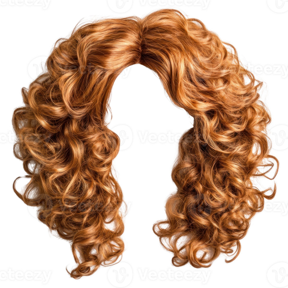 Curly vibrant orange hairpiece ideal for costumes and parties available in an isolated format png