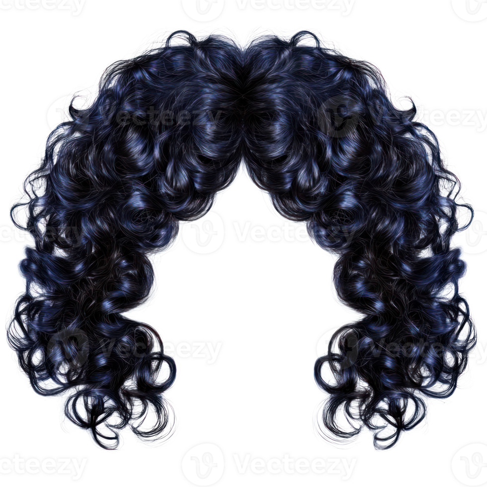 Curly dark blue hair isolated on a white background showcasing unique texture and volume for creative uses png