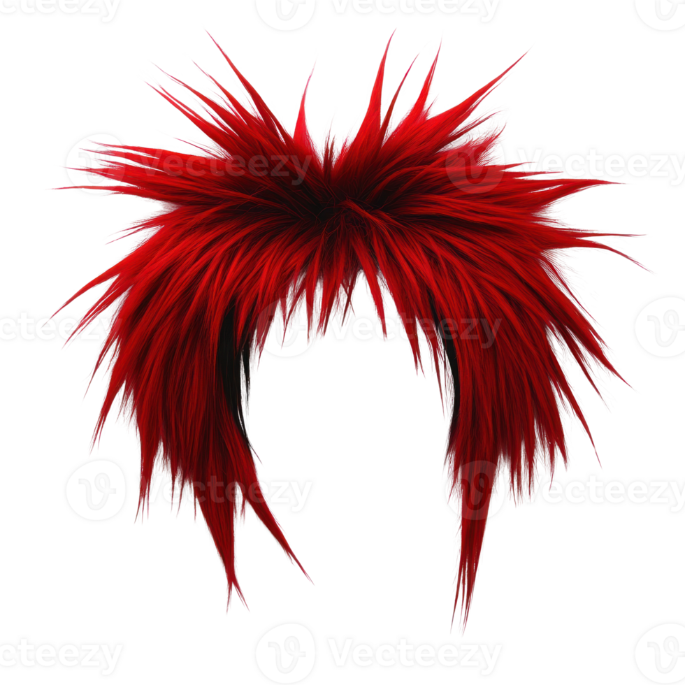 Bold red spiky hairstyle that stands out with vibrant color and energetic design for creative looks png