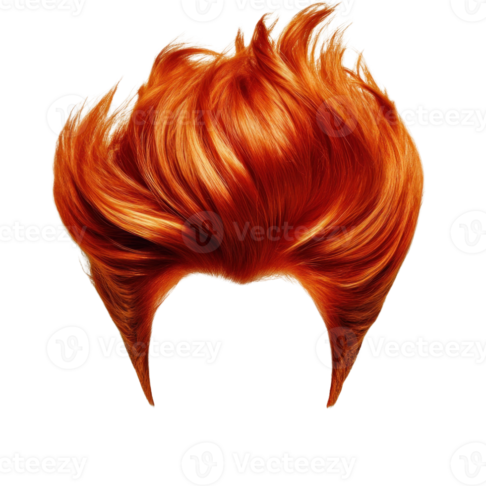 Bright orange spiky hairstyle with dramatic volume and texture for creative expressions png