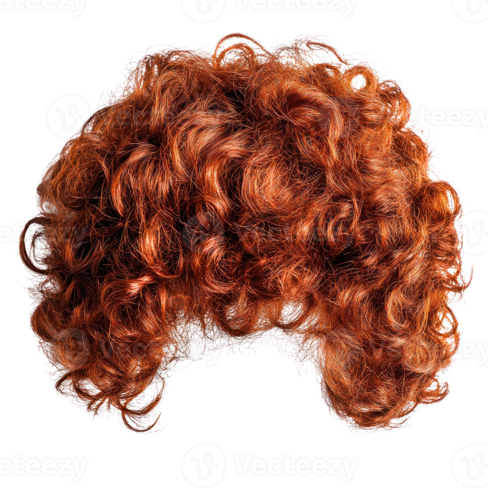 Curly red wig designed for costumes, cosplay, and theatrical performances in various settings png