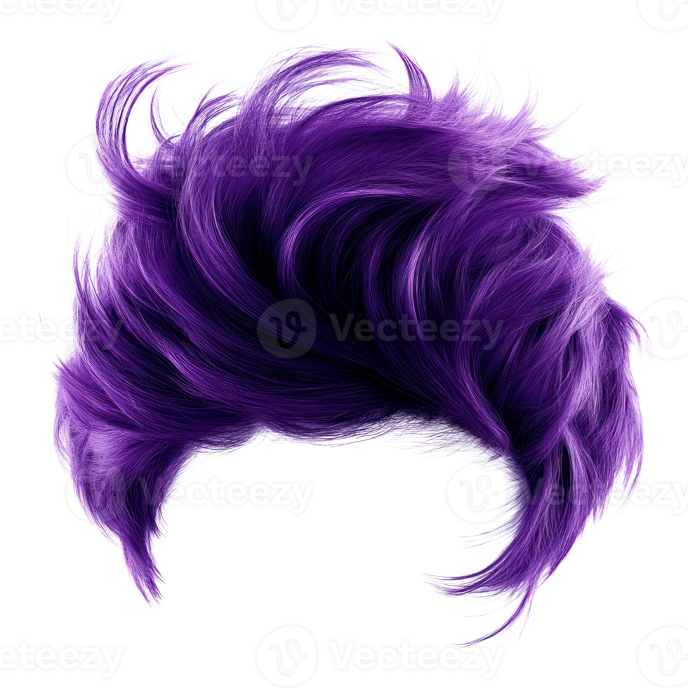 Vibrant purple hairstyle with flowing texture, perfect for creative looks and artistic expressions png