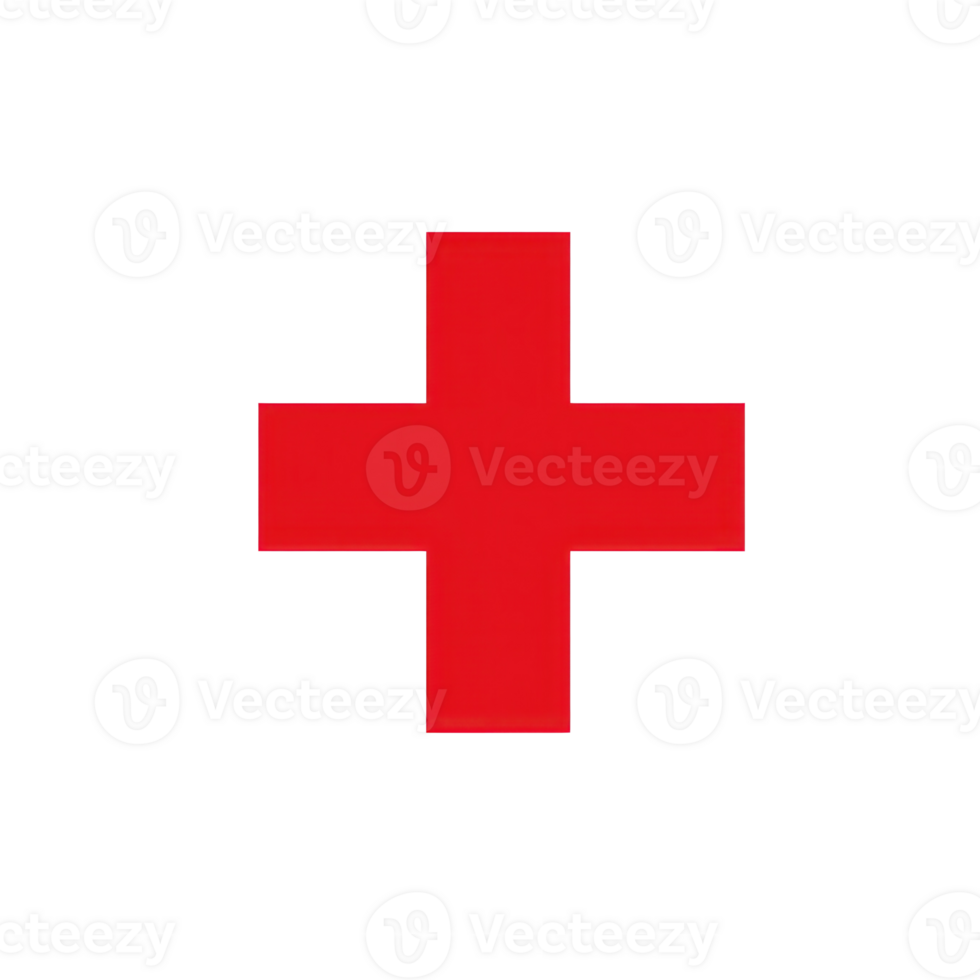 Red cross symbol representing health care and emergency assistance in isolated format for various uses png
