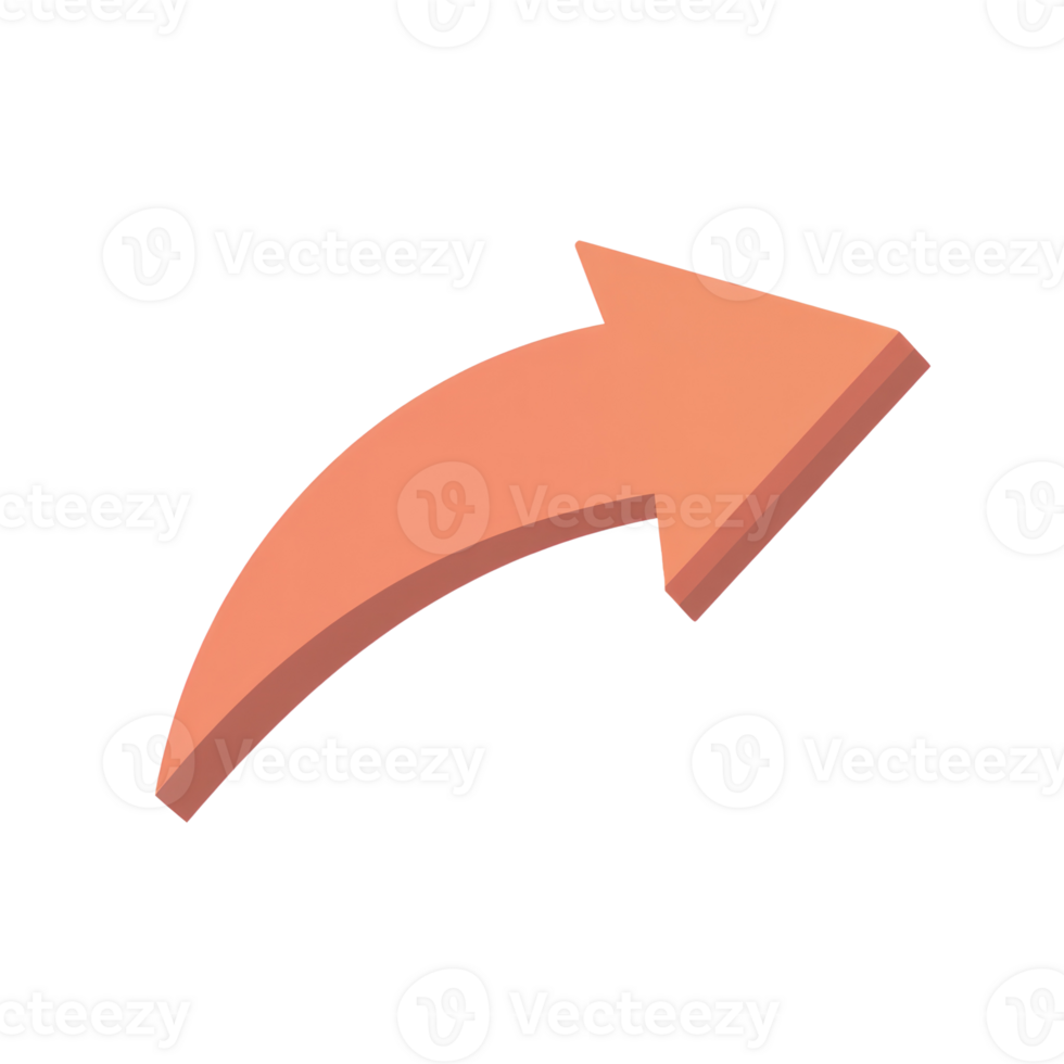 Curved orange arrow pointing right, simple design, isolated on white background for clear visibility png