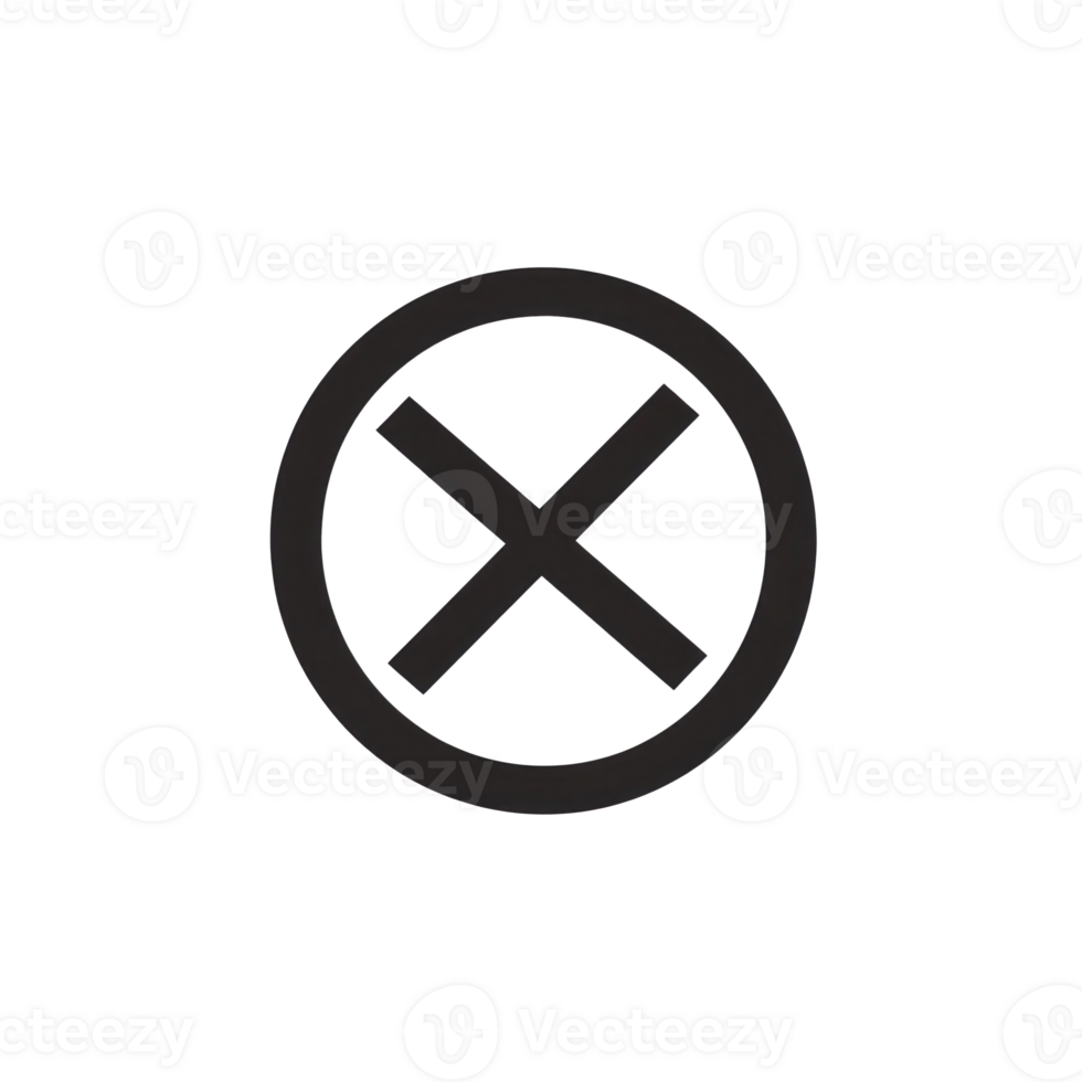 Simple black cross symbol inside a circular outline, isolated on a transparent background png