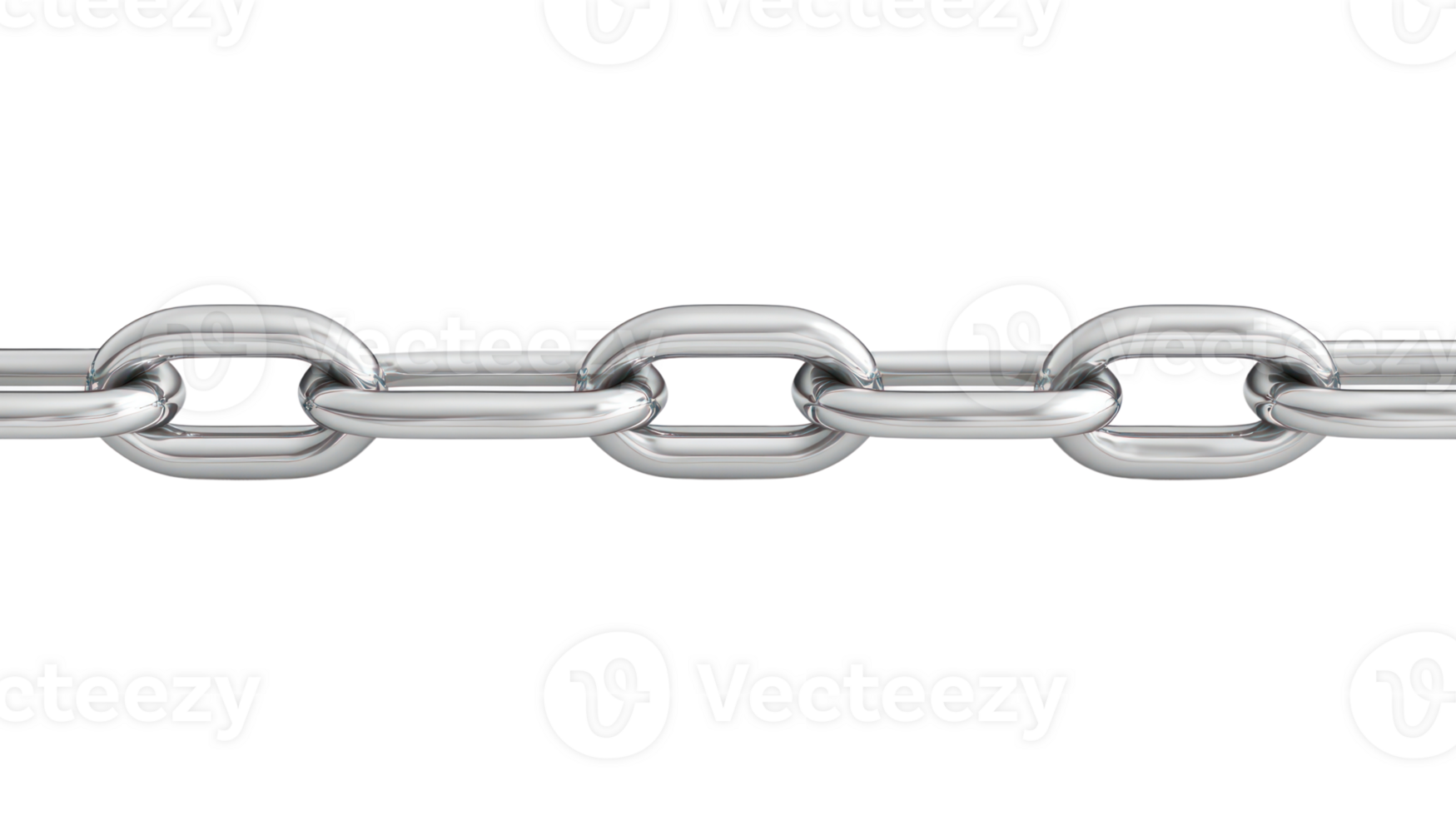 Metal chain link isolated on a white background displaying shiny and polished surface details png
