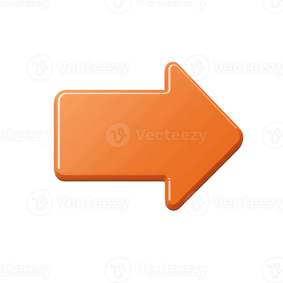 Orange arrow pointing right, isolated on a white background for clear visibility in design applications png