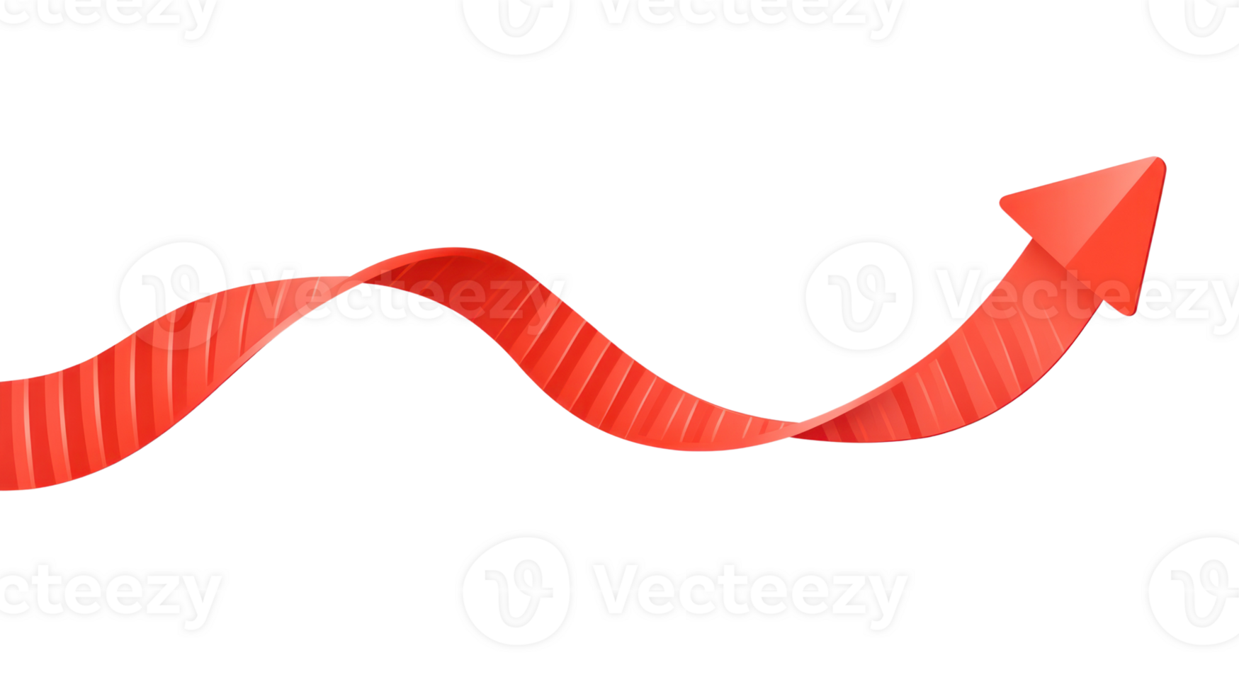 Red arrow pointing upwards in a dynamic and modern design presentation isolated on a white background png
