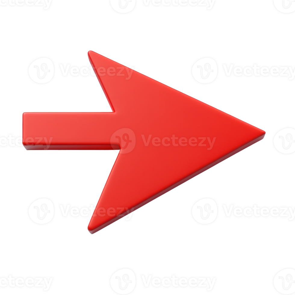 Bright red arrow pointing right, designed for navigation or direction indicators in various contexts png