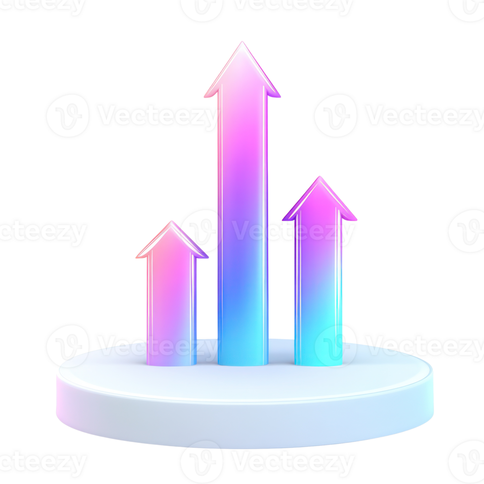 Three upward arrows representing growth and progress in a modern business environment png