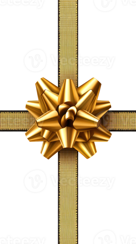 Golden bow on a ribbon perfect for gift wrapping during festive celebrations png