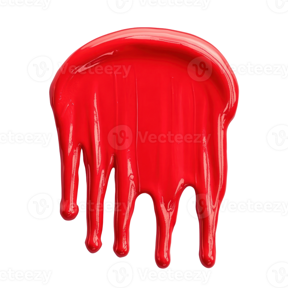 Bright red paint dripping off a palette creating a glossy, artistic effect for creative projects png