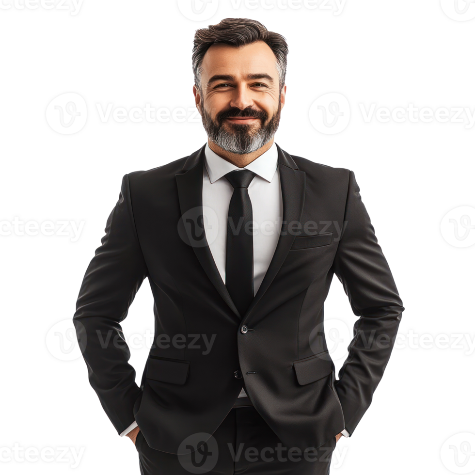 Business professional in formal attire with confident smile and well groomed beard png