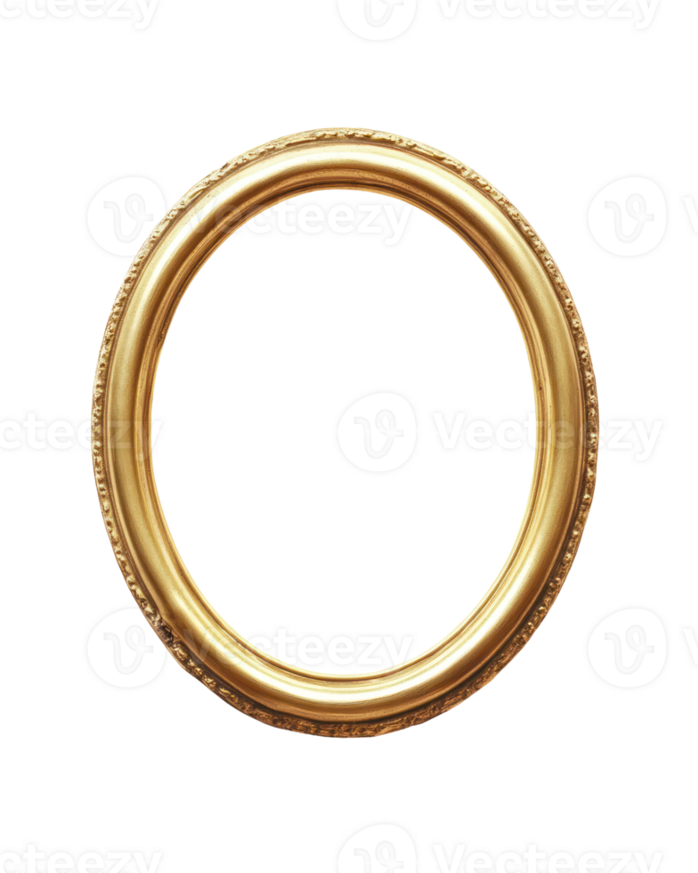 Elegant golden oval frame for artwork display in home or gallery setting png